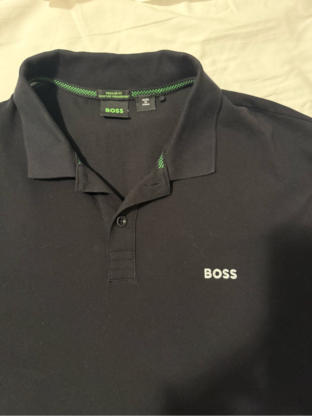 BOSS Black Polo with Green Trim